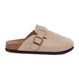 Big Star Flip de gamuza: las obstrucciones de las mujeres con una gran estrella RR274A385 Beige Hebilla