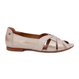 Ballerinas de cuero con dedos desnudos Maciejka 06908-25/001-1 Zloty limpia dorado