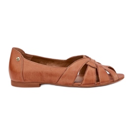 Ballerinas de cuero con dedos desnudos Maciejka 06908-29/001-1 Brown marrón