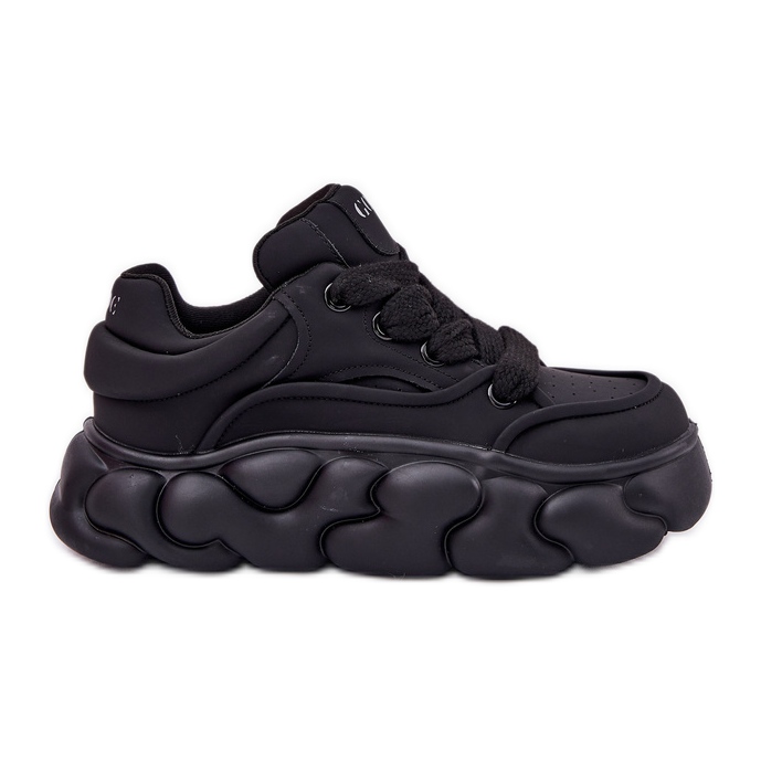 Zapatillas de deporte de cuero para mujeres en la plataforma masiva GOE RR2N4044 Negro