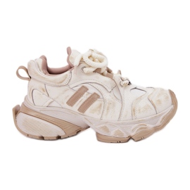 Zapatillas de deporte de cuero femenino Goe RR2N4037 beige