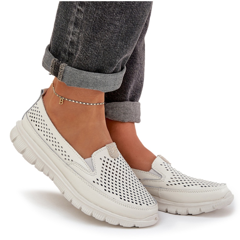 Evento Mocasines abiertos de cuero ligero 24pb18-6870 blanco