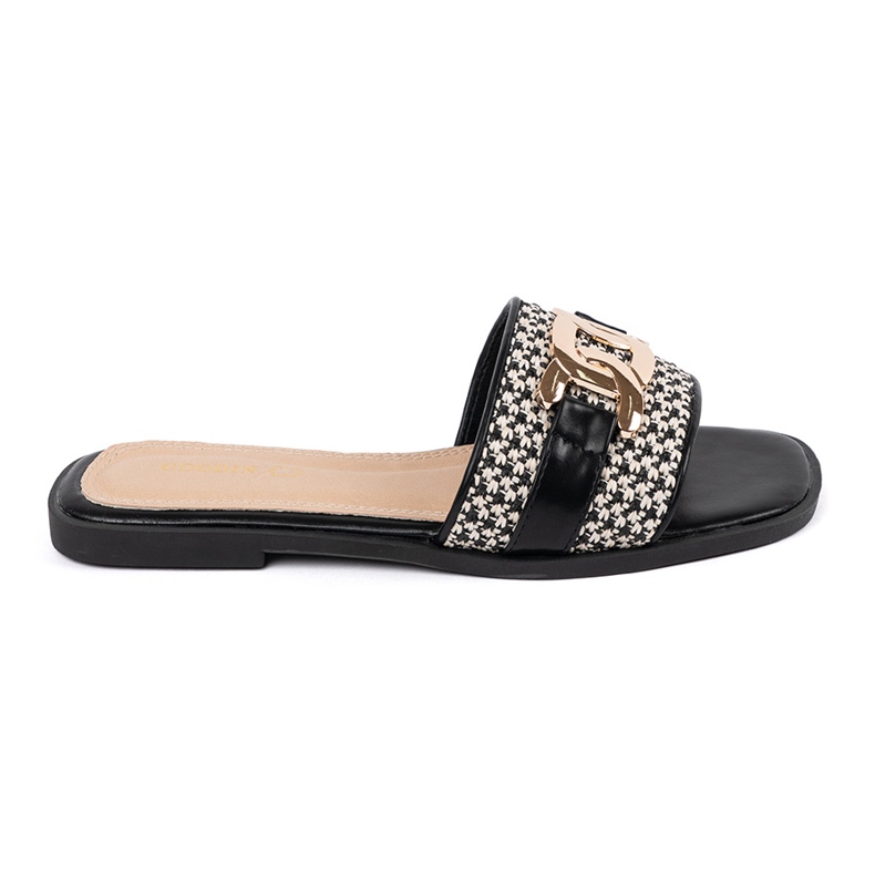 Goodin Flip de mujeres en blanco y negro con una cadena dorada