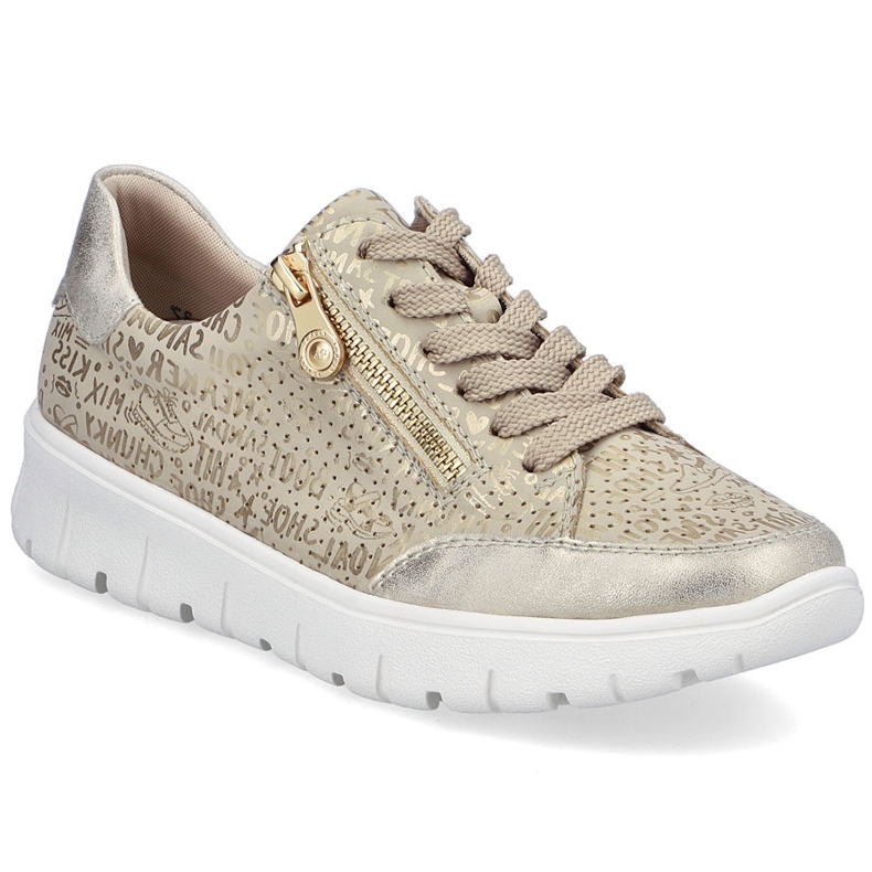 Zapatos deportivos femeninos beige dorado rieker n1316-90