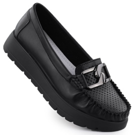 Mocasines de cuero en un grueso y negro Filippo 6827