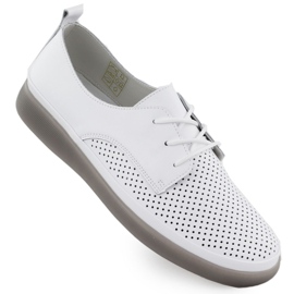 Zapatos de cuero para mujeres encaje a puertas abiertas -UP White Filippo 6788 blanco