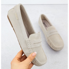 Mocasines de cuero para mujeres Big Star RR274947 beige
