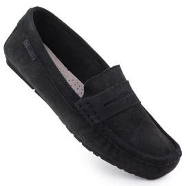 Mocasines de cuero para mujeres Black Big Star RR274948 negro