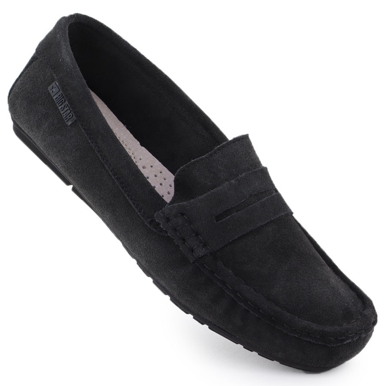 Mocasines de cuero para mujeres Black Big Star RR274948 negro