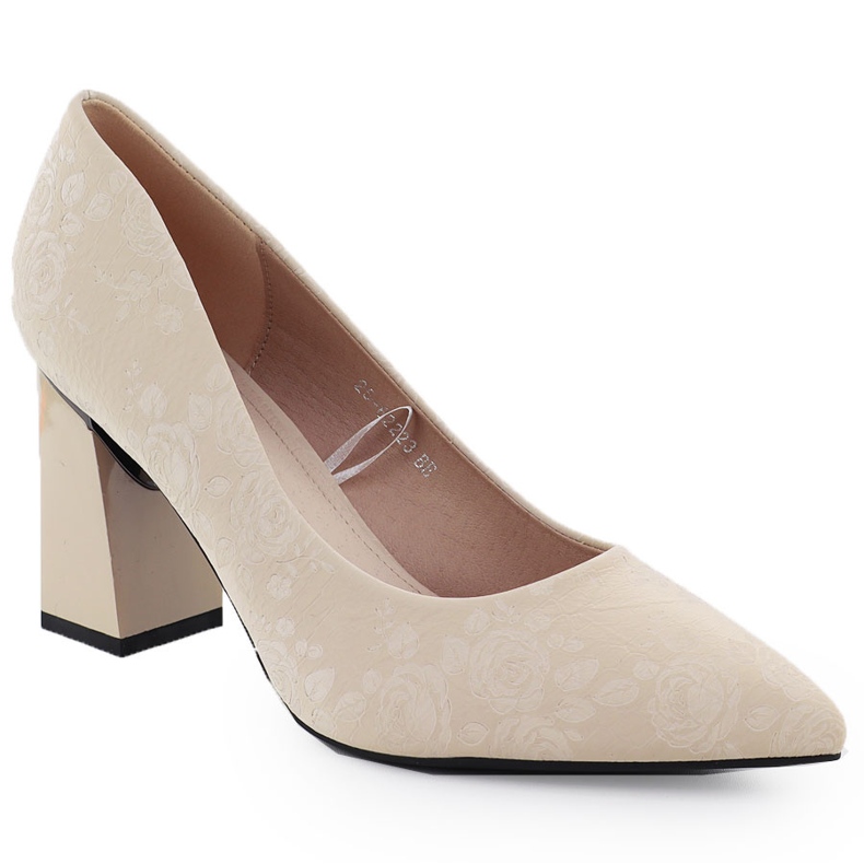 Bombas para mujeres con flores en el Vinceza 62223 beige Post