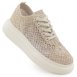 Zapatos para mujeres en la plataforma Beige Vinceza 17371