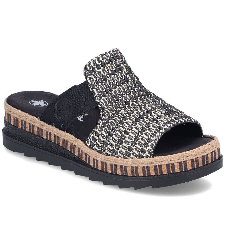 Cuñas de cuero de cuero Cuñas de cuero negro Rieker Black Rieker V7953-00
