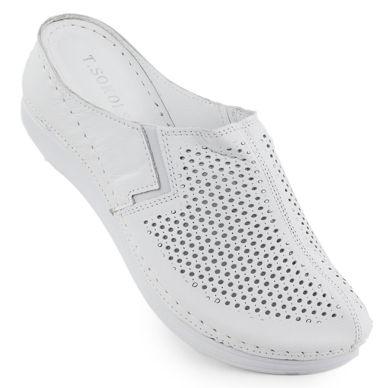 Zapatillas de cuero para mujeres construidas abiertas blancas t.sokolski l25-164 blanco