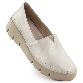 Zapatos de cuero para mujeres en la cuña dorada Filippo 6161 dorado