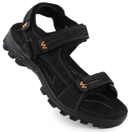 Sandalias de cuero para hombres para velcro Vanhorn 28302 negro