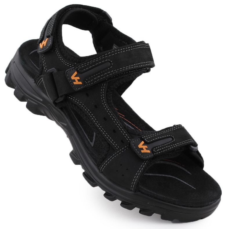 Sandalias de cuero para hombres para velcro Vanhorn 28302 negro