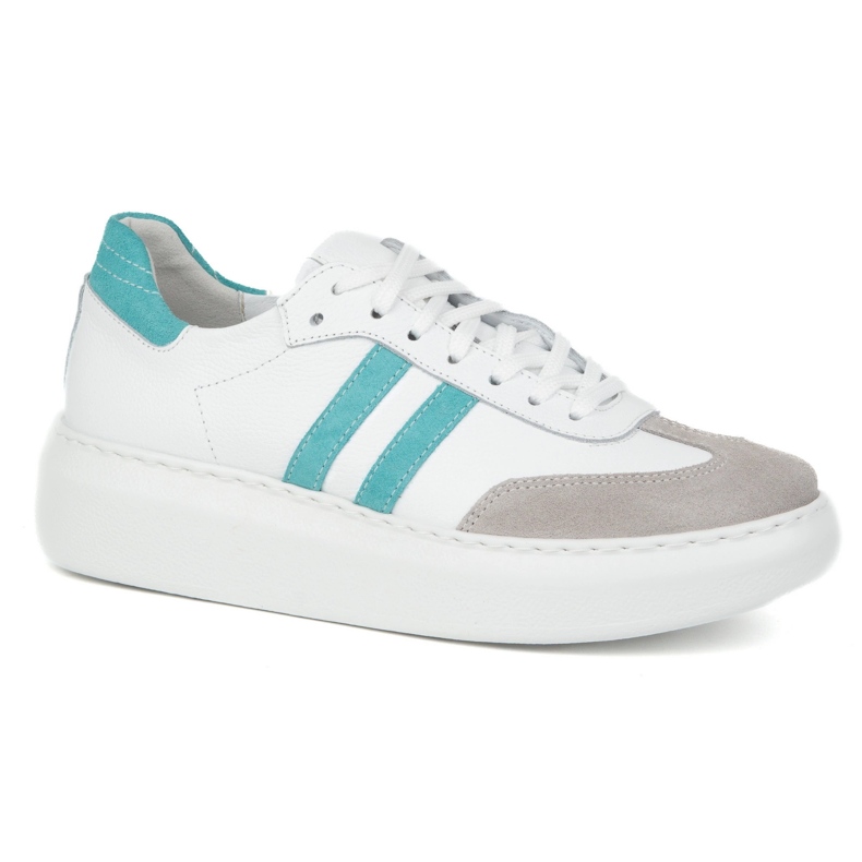 Zapatillas de deporte de cuero para mujeres en la plataforma blanca Olivier N1068S5 blanco