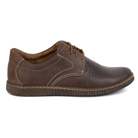 KOMODO Zapatos de cuero para hombres casuales 933/l/2 marrón