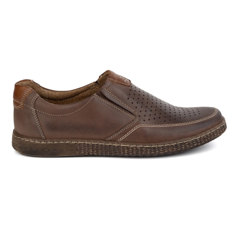 KOMODO Zapatos de cuero para hombres Openwork casual 854/l/2 marrón