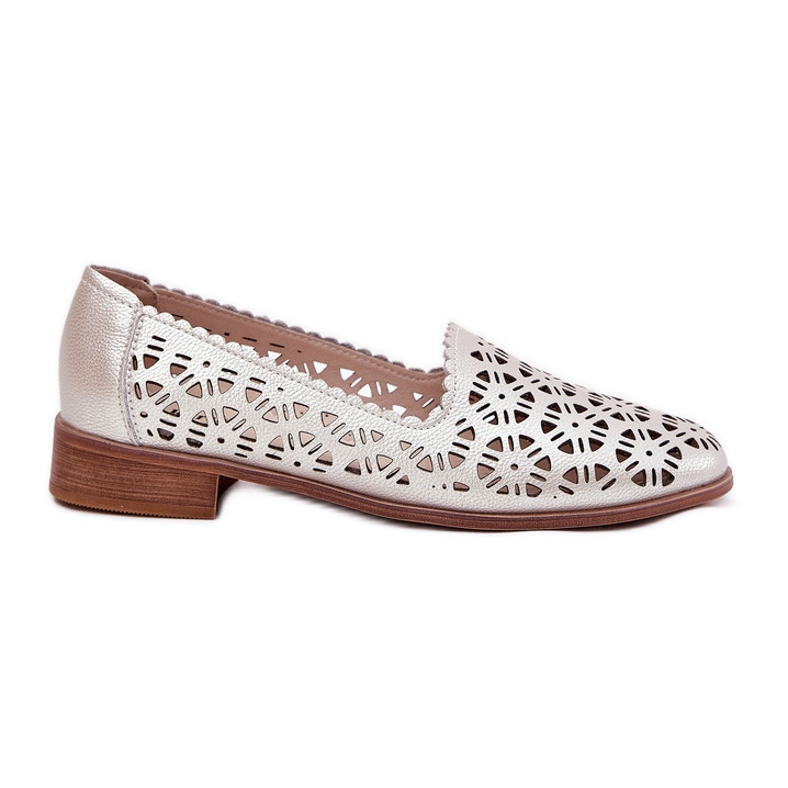 S.Barski Cuero Openwork para mujeres Mocasins S. Barski LR51-646 PLN dorado