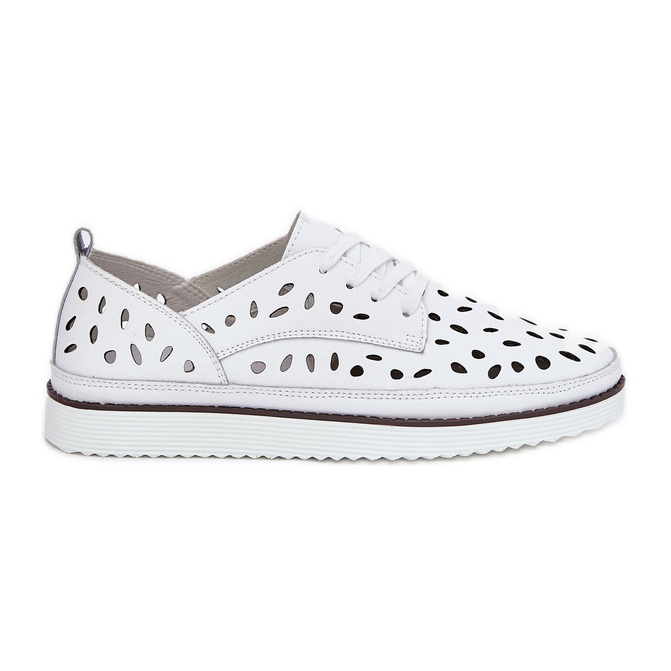 S.Barski Zapatos de cuero para mujeres S. Barski LR51-610 White blanco
