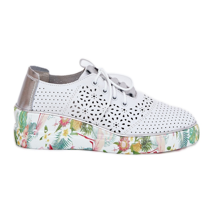 Zapatos de cuero para mujeres Artiker 56C1799 White and Silver blanco