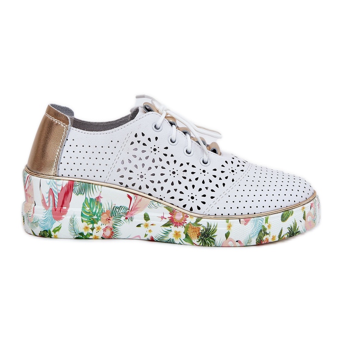 Zapatos de cuero para mujeres para Artiker 56C1800 White and Gold blanco