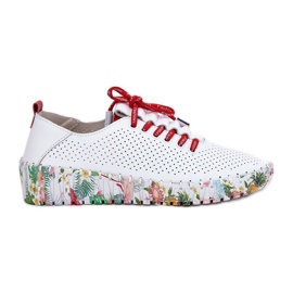 Zapatos de cuero en la plataforma estampada Artiker 54C1567 Blanco y rojo
