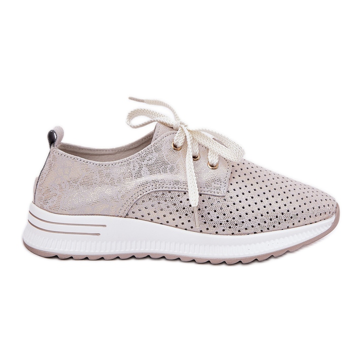 Zapatos de mujer de cuero en la plataforma Artiker 56C2113 Beige-Gold
