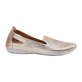ARTIKER Bailarinas de trabajo abierto hechas de arte de cuero natural 56C2694 PLN dorado