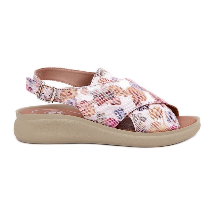 Jezzi Sandalias para mujeres con cuero ecológico con flores multicolor Jezzi Sandalias para mujeres con cuero ecológico con flores multicolor