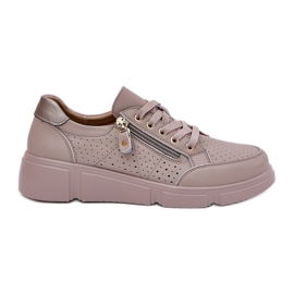 Vinceza Zapatillas deportivas de cuero de zapatillas en la plataforma con el Vincez Castle 88019 Dark Beige