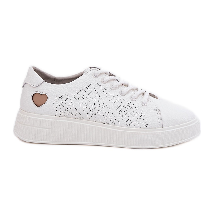 Zapatillas de deporte de cuero para mujeres en la plataforma blanca Vinceza 88018 blanco