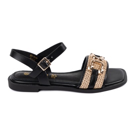 Goodin Sandalias negras con plantilla de piel. negro