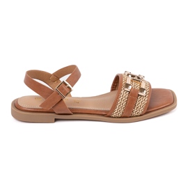 Goodin Sandalias marrones con un inserto de cuero marrón Goodin Sandalias marrones con un inserto de cuero marrón