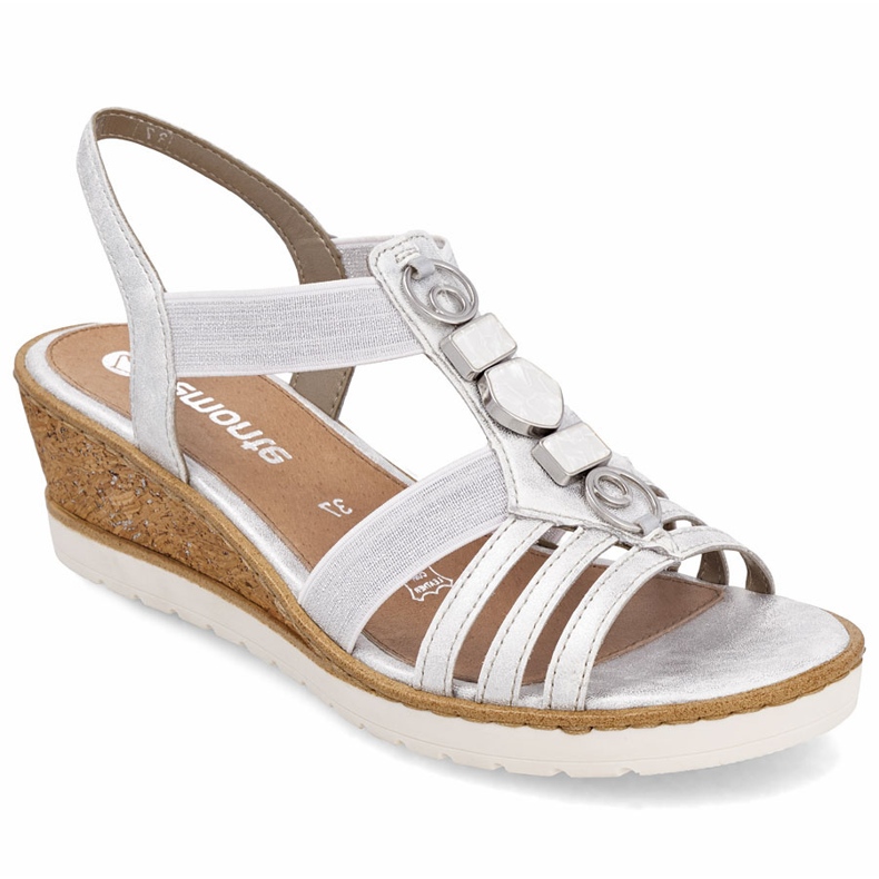Sandalias para mujeres para cuña con elástica Silver Remonte R6264-92 plata Sandalias para mujeres para cuña con elástica Silver Remonte R6264-92 plata