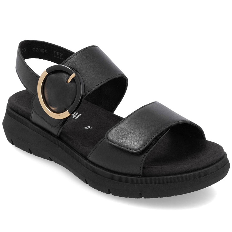 Sandalias de cuero para mujeres en cuñas Black Remonte D2K50-00 negro