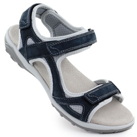 Cambell Camell Al94327 Sandalias de velcro de cuero azul marino