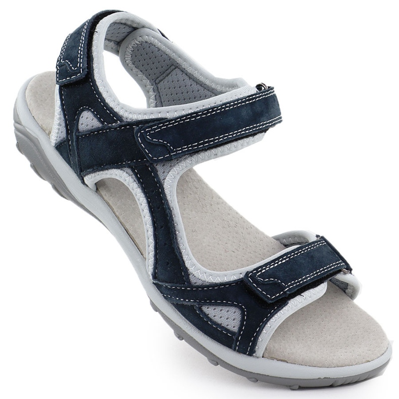 Cambell Camell Al94327 Sandalias de velcro de cuero azul marino