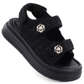 Sandalias de mujeres en la plataforma Czarne Potocki Py16337 negro