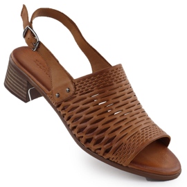T.Sokolski Sandalias de cuero para mujeres en Brown T., Sokolski L25-709 marrón