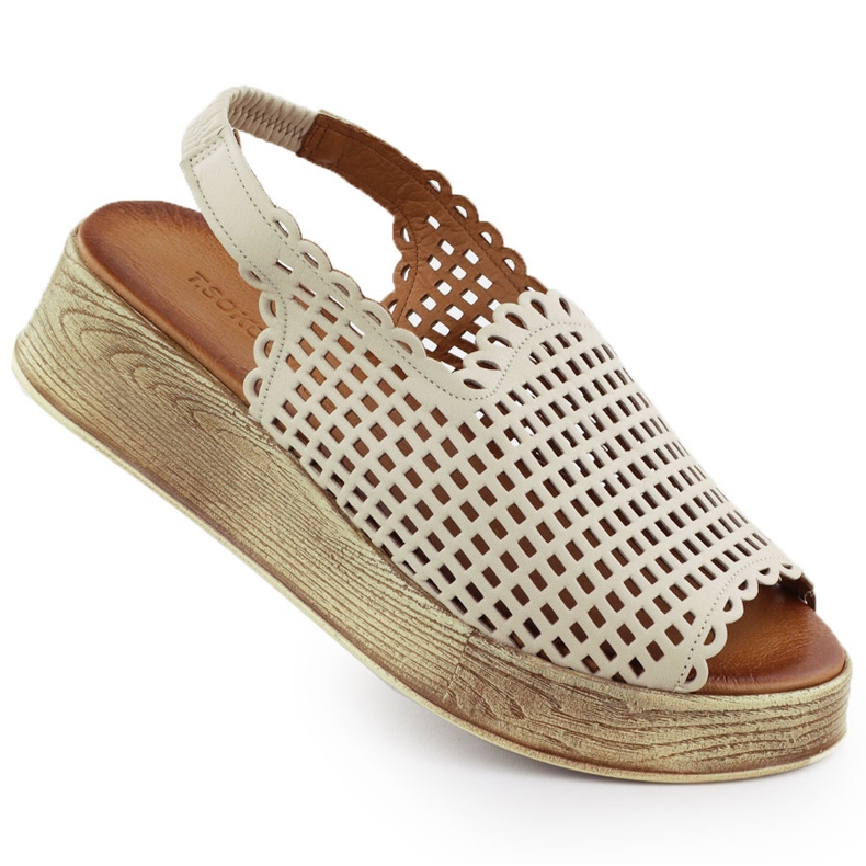 Sandalias de cuero en la plataforma Firefly Openwork T.Sokolski L25-724 dorado