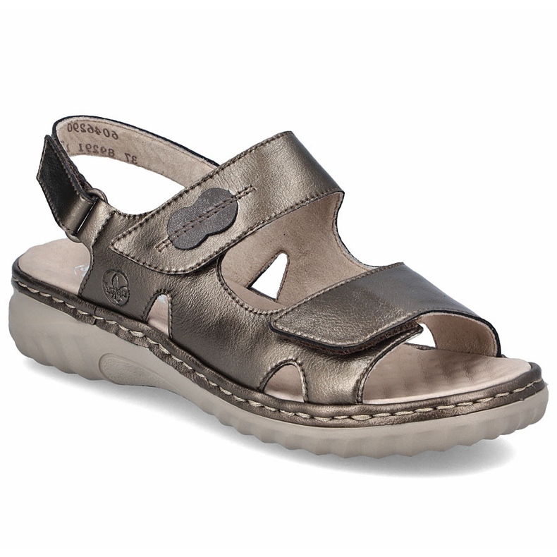 Sandalias de cuero para mujeres con velcro marrón rieker 60462-90