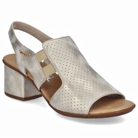 Sandalias de tacones de mujer Golden Rieker 64665-60 dorado