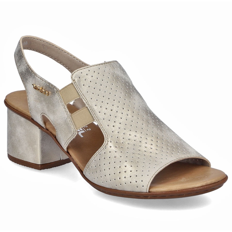 Sandalias de tacones de mujer Golden Rieker 64665-60 dorado