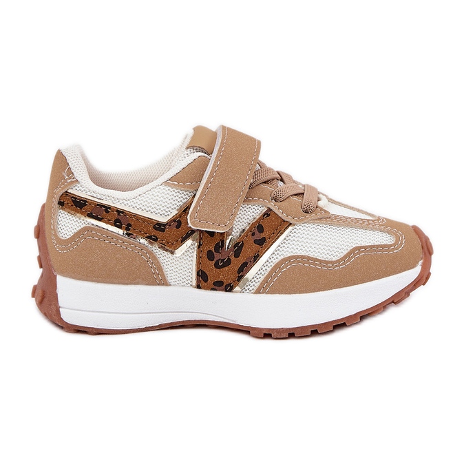 Zapatillas para niños en el leopardo velcro beige
