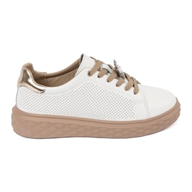 Zapatillas blancas y beige con alfileres de cuero Sergio Leone blanco