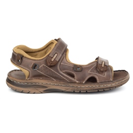 KOMODO Sandalias de cuero de 552k para hombres con velcro - Perfecto para el verano para hombres activos marrones marrón KOMODO Sandalias de cuero de 552k para hombres con velcro - Perfecto para el verano para hombres activos marrones marrón