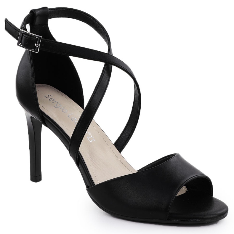 Sandalias femeninas en el tacón Negro Sergio Leone Sk432