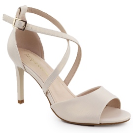 Sandalias de mujeres en los tacones de perlas Sergio Leone SK432 beige